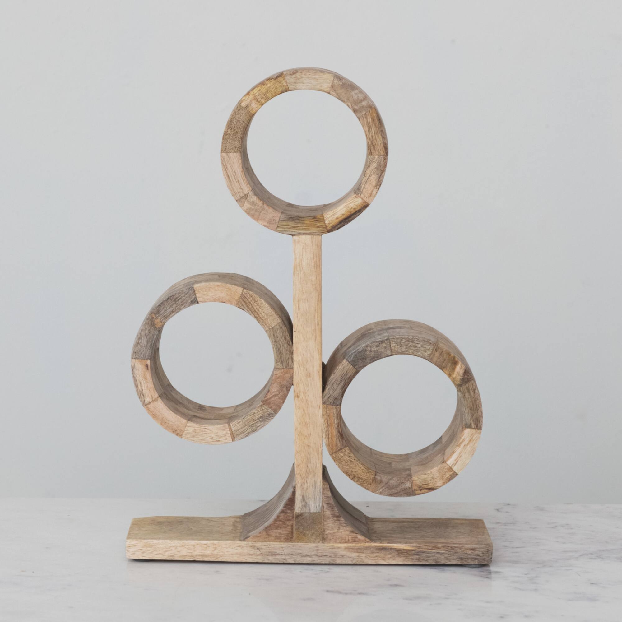 Hello Honey® 15.25" Natural Mango Wood Circular Wine Rack